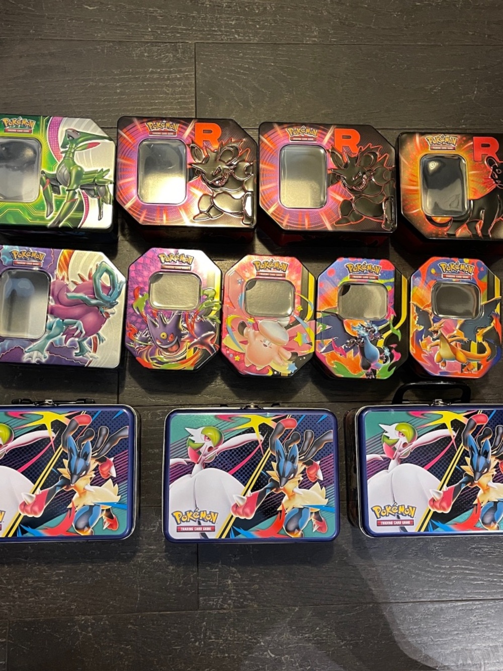 LOT OF 12 Pokemon TCG Empty Tins Collector Chest Lunch Box Mini Tin Storage